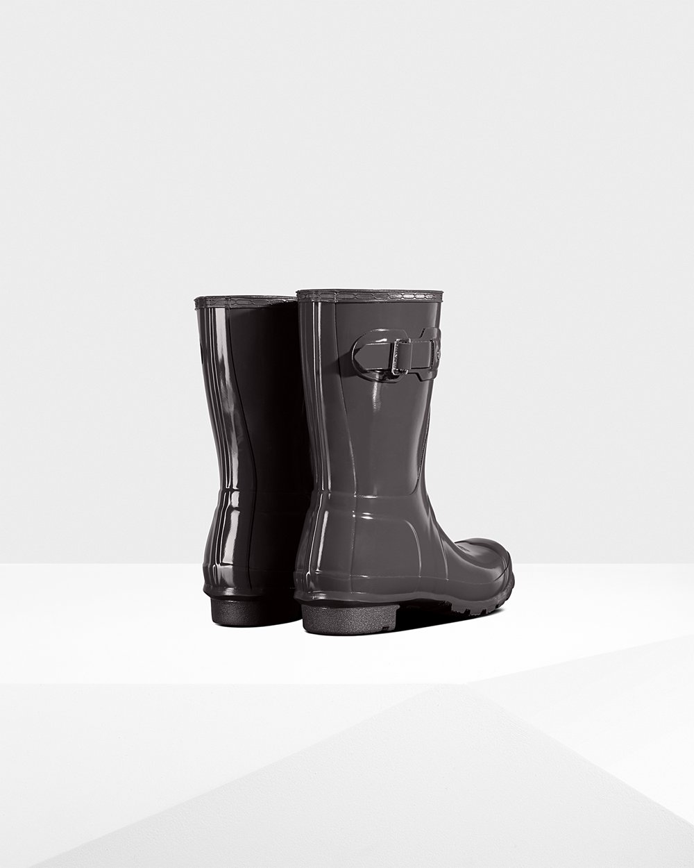 Womens Hunter Short Rain Boots Grey - Original Gloss - 8219730-YC